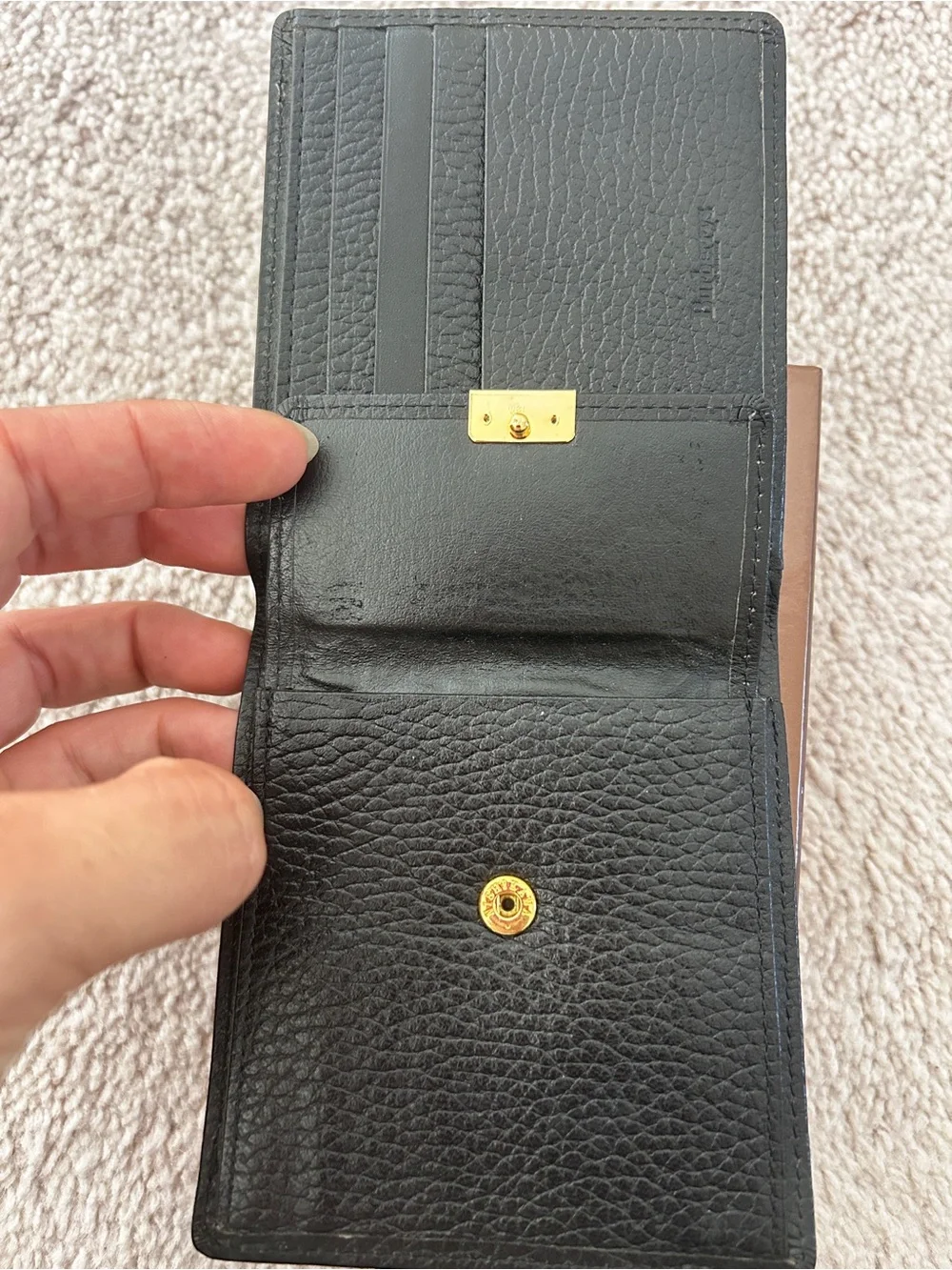 Burberry Black Textured Leather Men's Wallet with Signature Detail